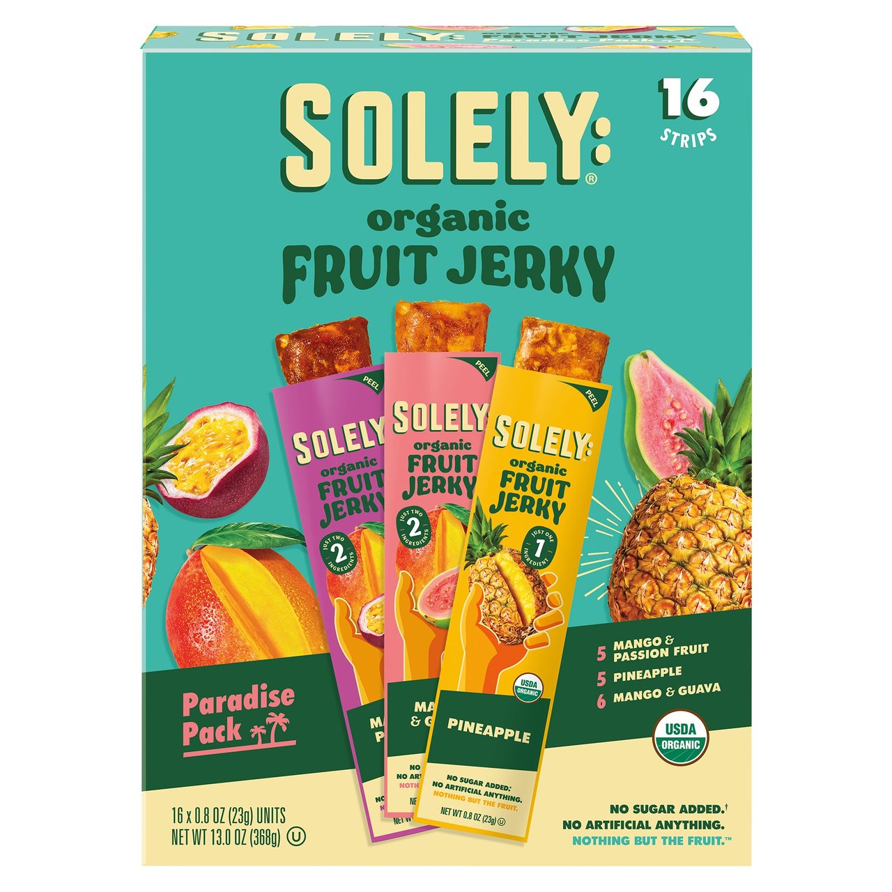 Solely Paradise Variety Fruit Jerky Pineapple/Mango/Guava 16/0.8 oz - Image 1
