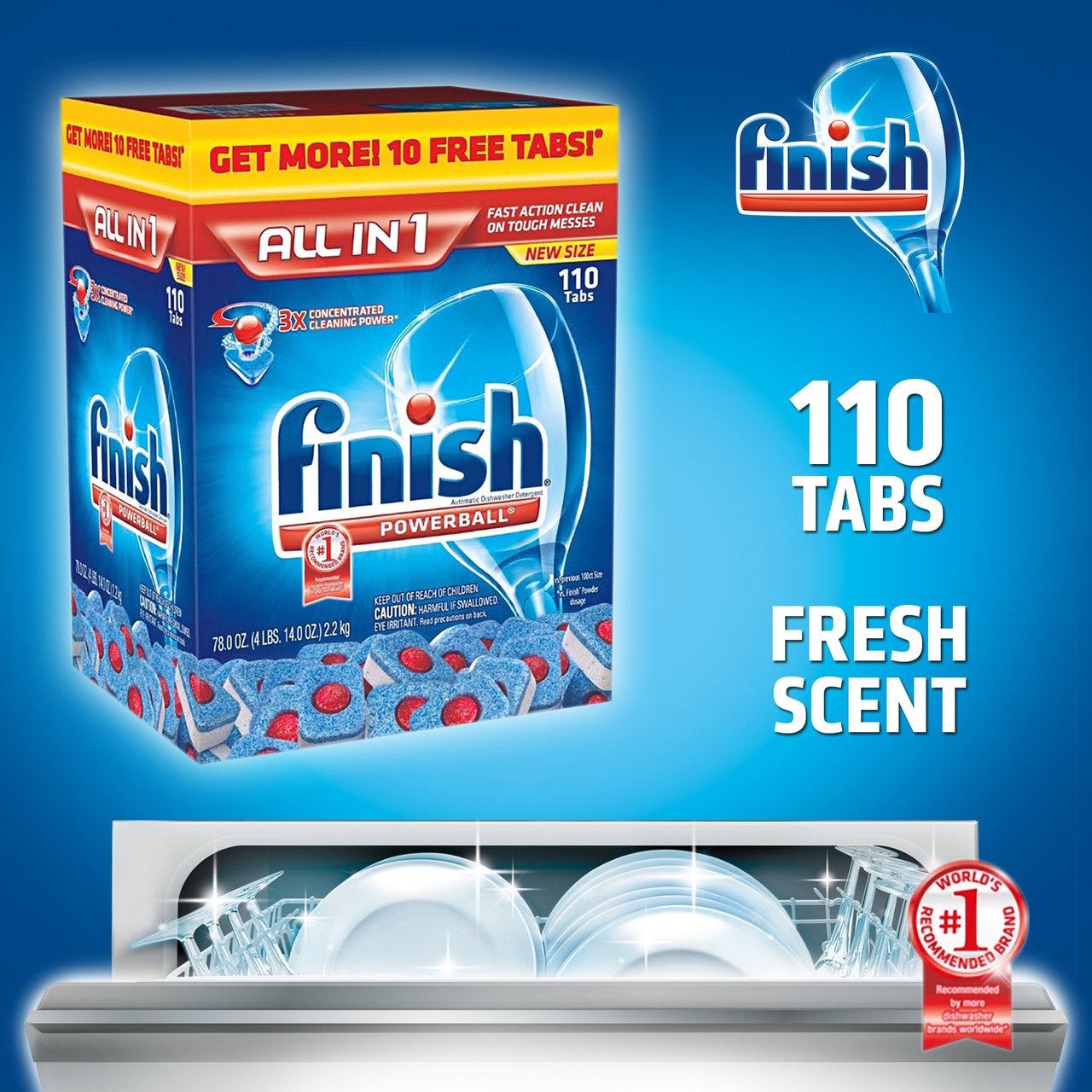 Finish All-in-1 with Jet Dry Powerball Dishwasher Tabs, 110 Count