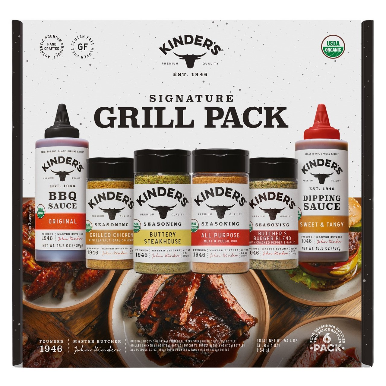 Kinder's Organic Signature Grill Pack, 6-Count, 54.4 oz - Image 1