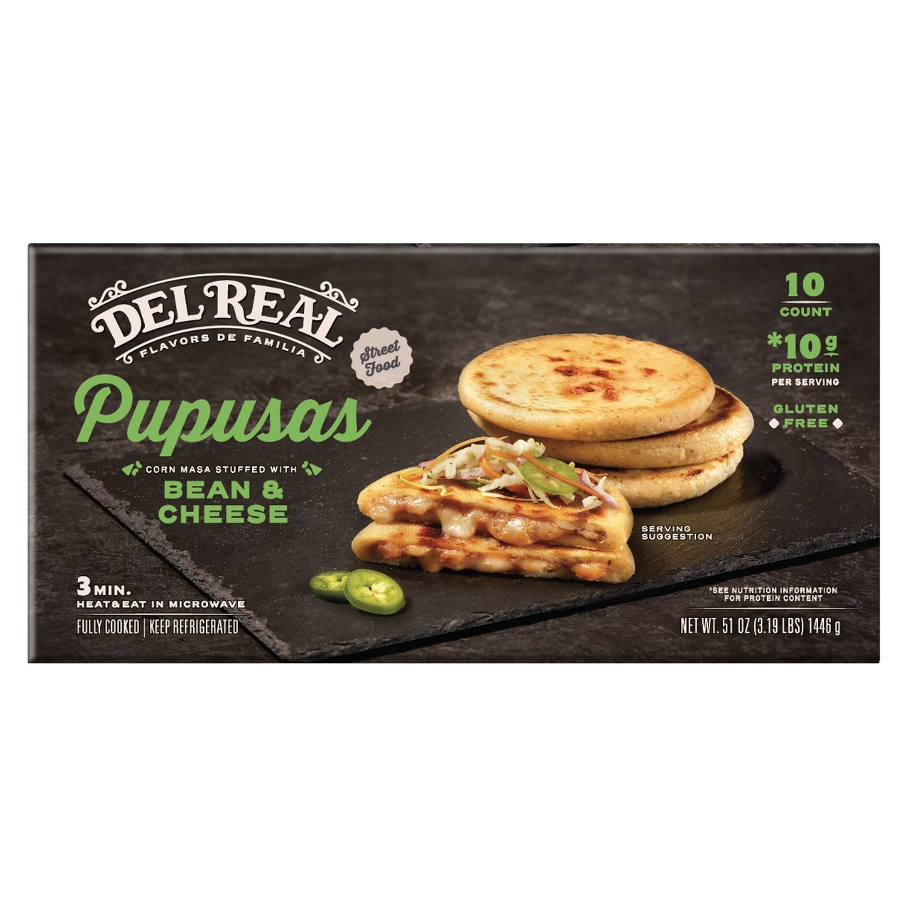 Del Real Bean & Cheese Pupusas 51 oz (3.18 lbs) - Image 1