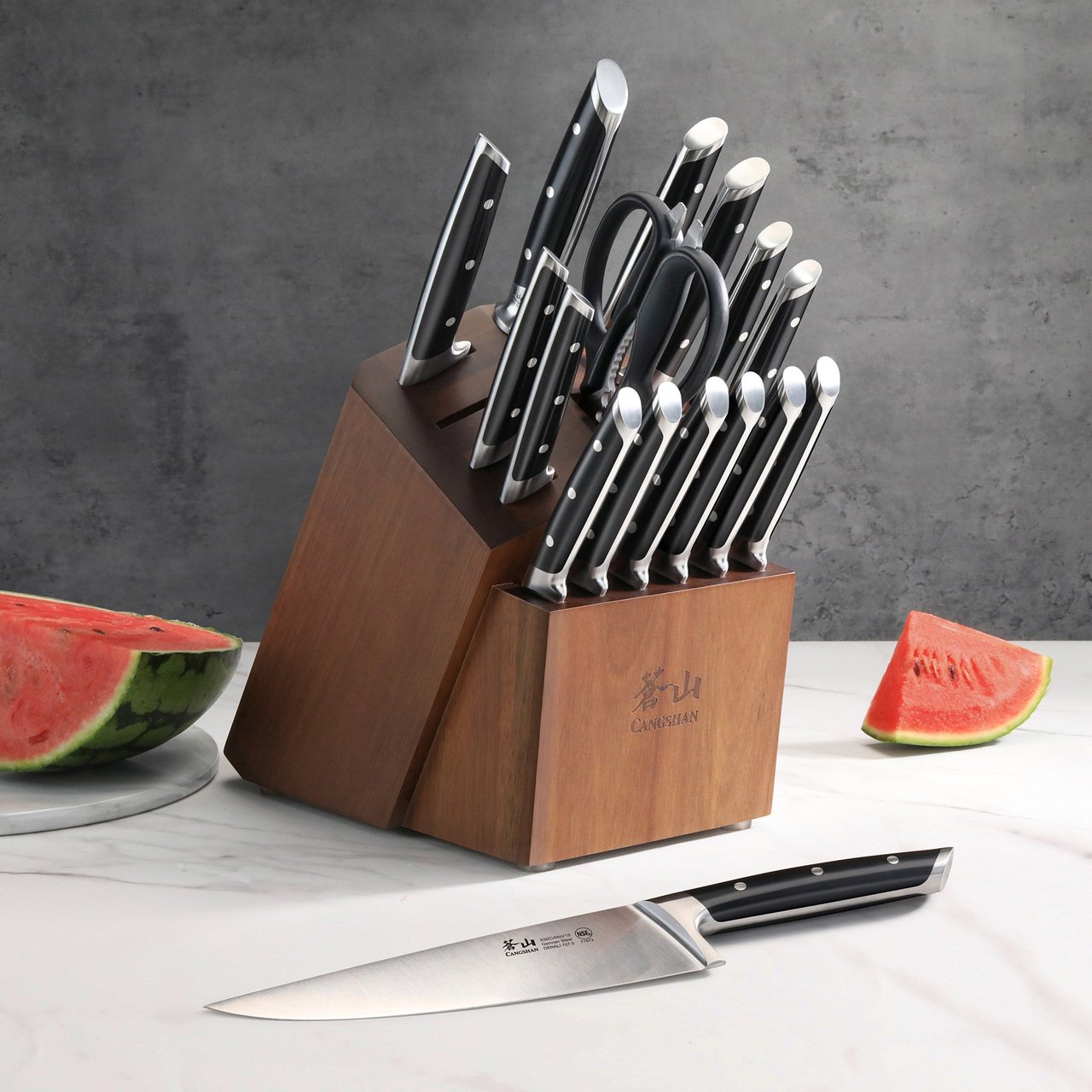 Cangshan Denali Black Knife Set 17 Piece Knife Block - Image 1