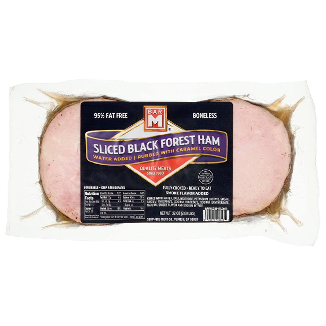 Bar M Black Forest Sliced Ham, 2 lbs - Image 1