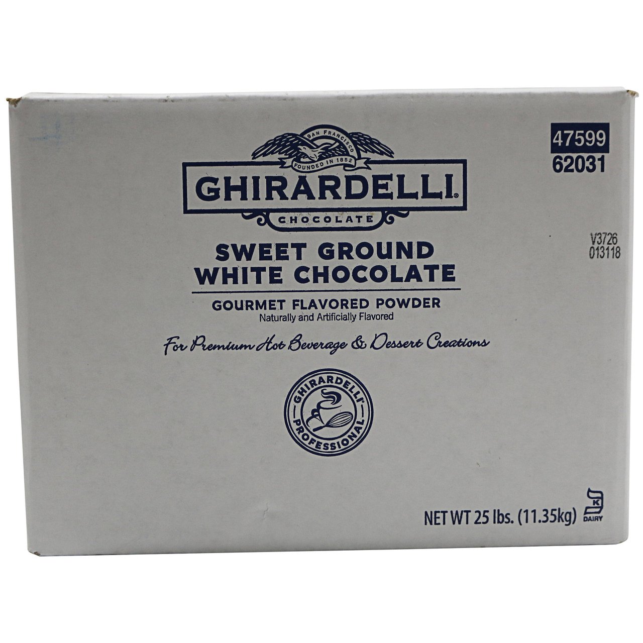 Ghirardelli Sweet Ground White Chocolate Flavored Powder 25 lb - Image 1