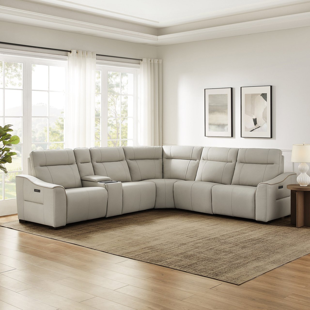 AIDEN & IVY MONICA LEATHER POWER RECLINING SECTIONAL - Image 1
