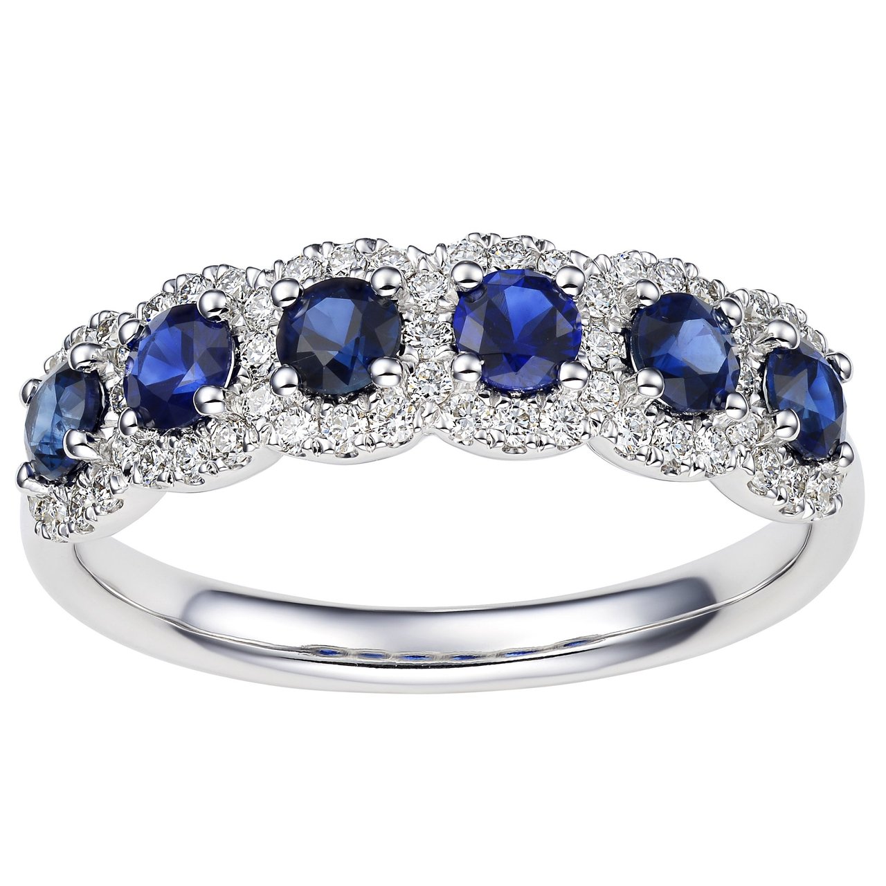 14KT White Gold .30ctw VS2, I Diamond and 3mm Blue Sapphire Ring - Image 1