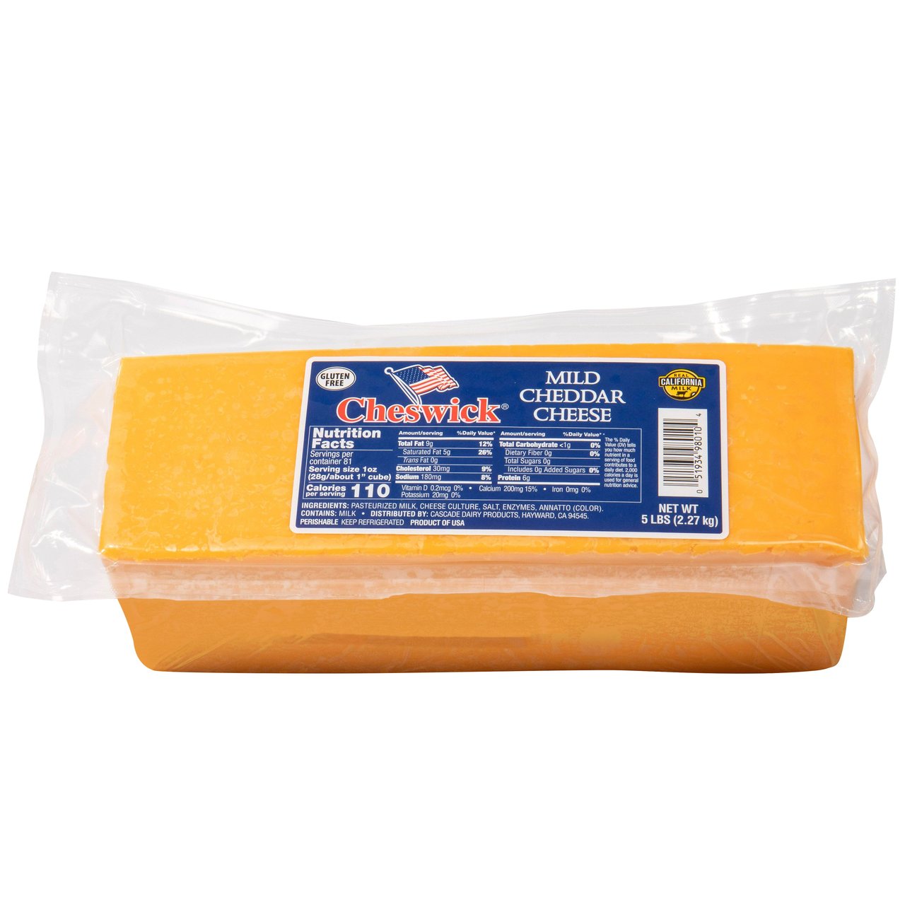Cheswick Mild Cheddar Cheese, 5 lbs - Image 1