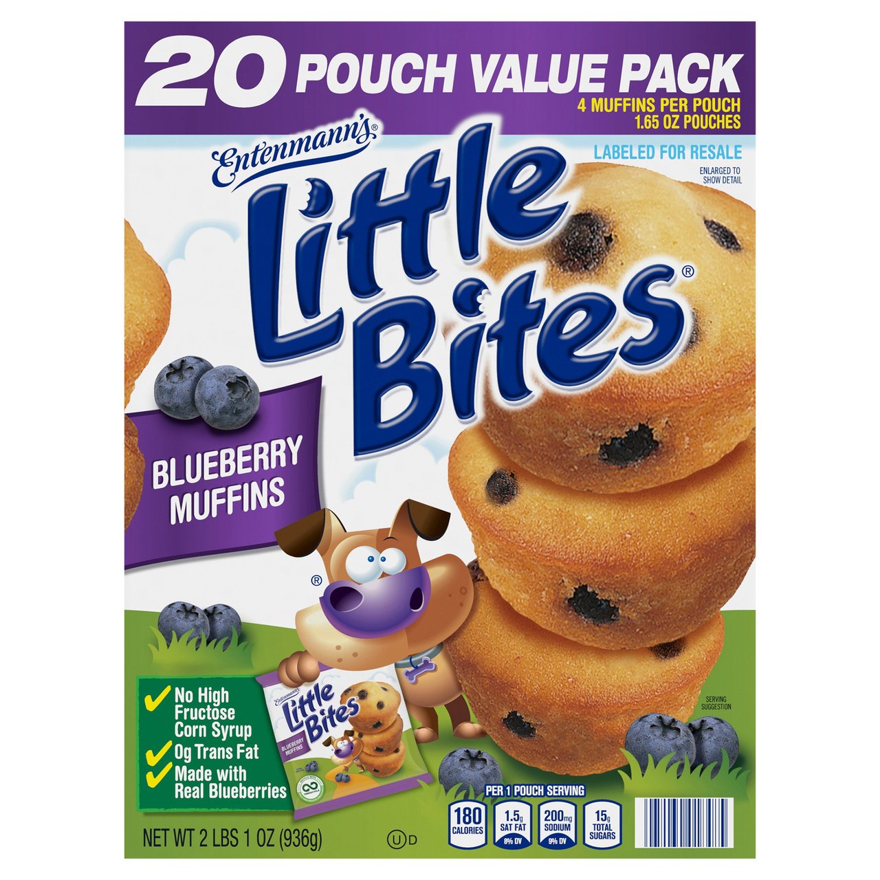 Entenmann's Little Bites Blueberry Muffins, 20 CT (2.06 lbs) - Image 1