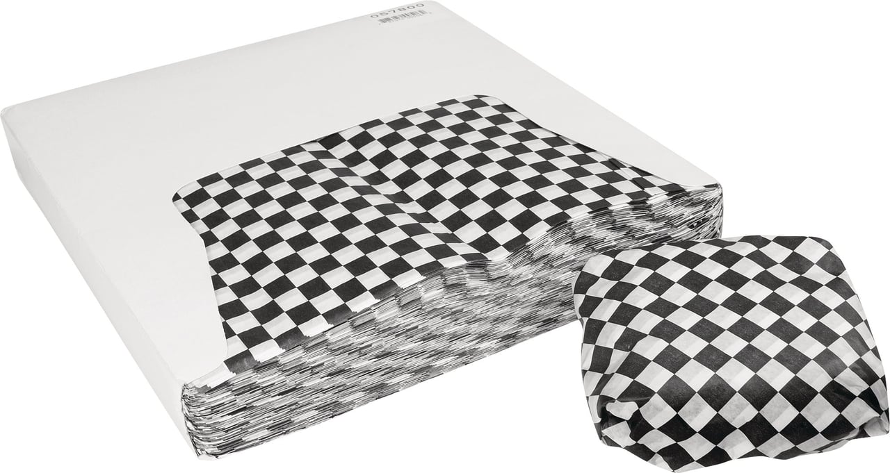 Bagcraft 12" x 12" Deli Wrap, Black Checkered, 1000 CT - Image 1