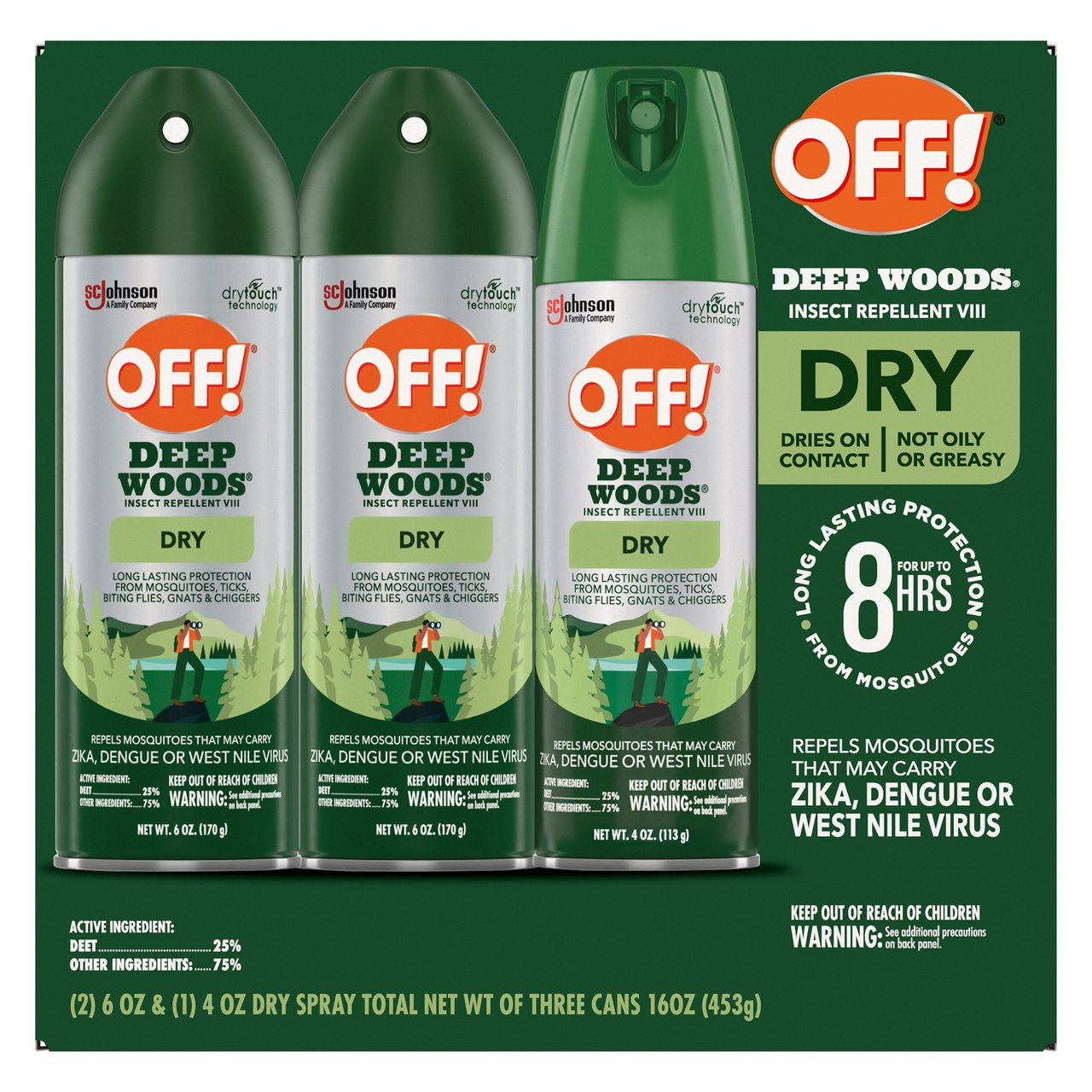 OFF! Deep Woods Dry Insect Repellent 2 Pack 6 oz + 1 Pack 4 oz - Image 1