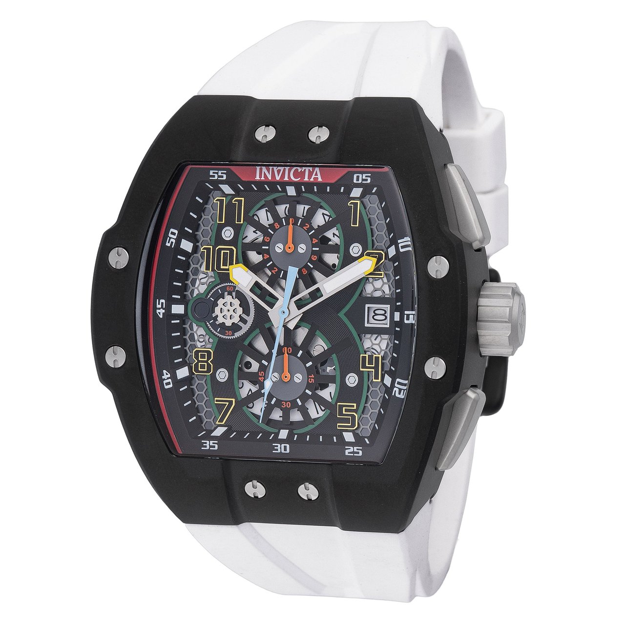 Invicta Racing Men's Stainless Steel Quartz Watch with White Band, 47MM - Image 1