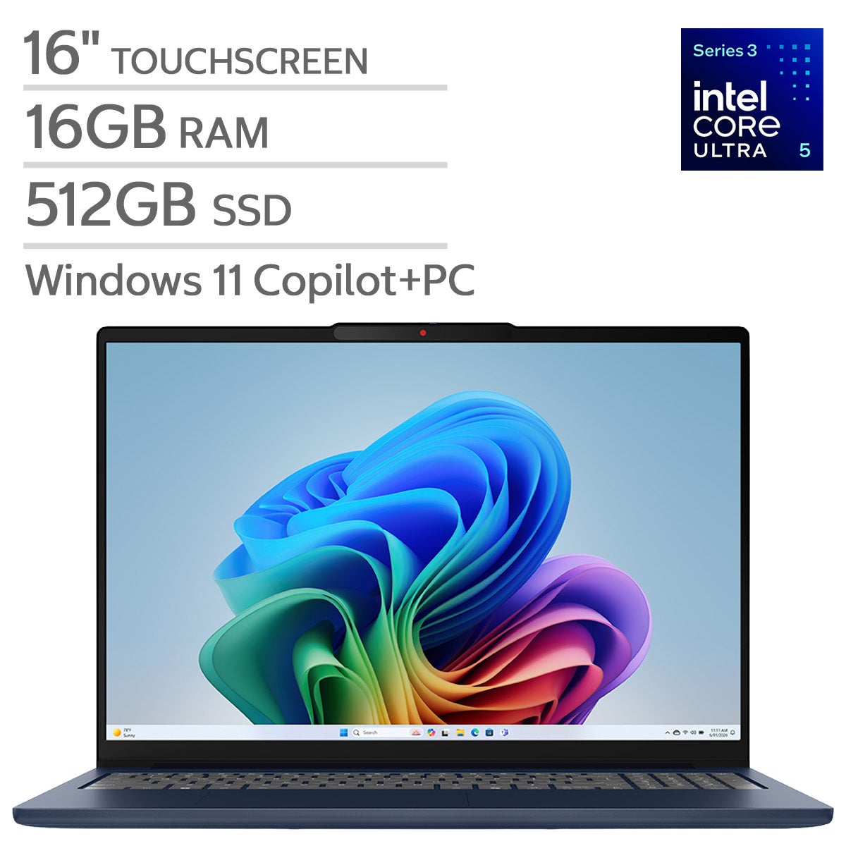 Lenovo IdeaPad Slim 5i 16" Touchscreen Laptop - Intel Core Ultra 5, 16GB RAM, 512GB SSD - Image 1