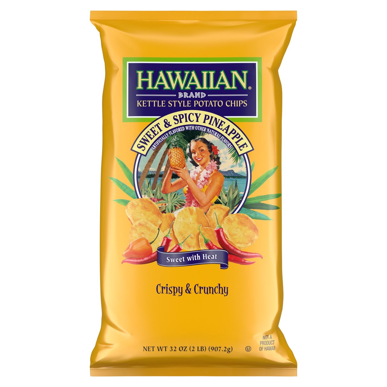 HAWAIIAN CHIPS SWEET SPICY PINEAPPLE 32 OUNCES - Image 1