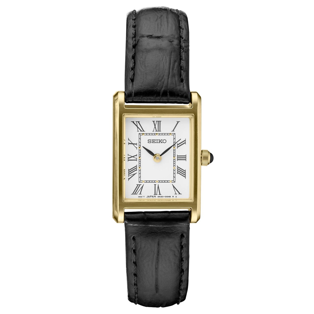 Seiko Black Leather Strap Women's Watch