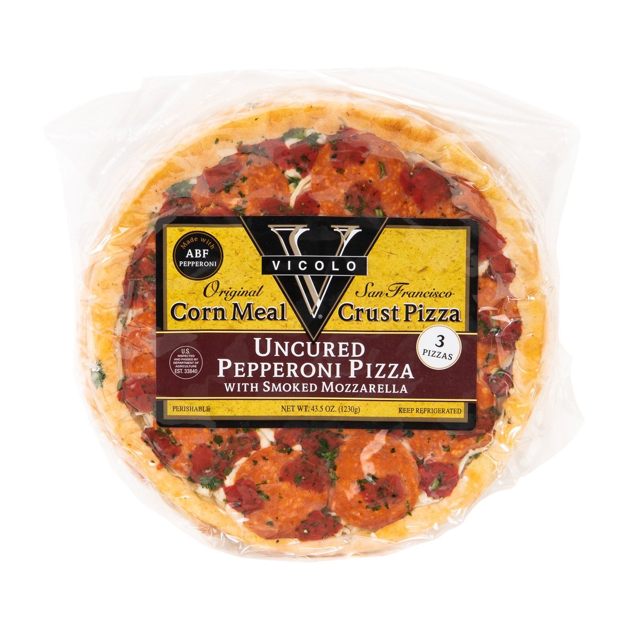 Vicolo Cornmeal Crust Pizza, Uncured Pepperoni, 3 Pack (14.50 oz Each) - Image 1