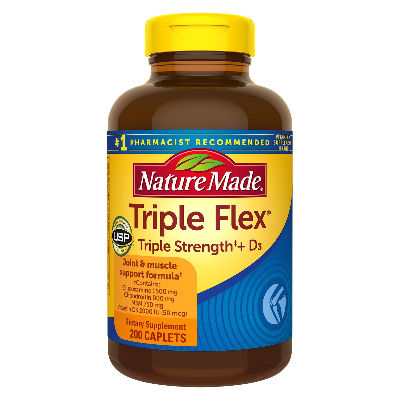 Nature Made TripleFlex Triple Strength + D3, 200 Caplets - Image 1