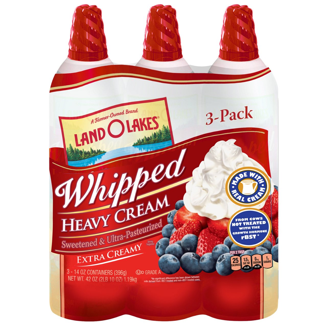 Land O'Lakes Heavy Whipped Cream, 3-Pack, 14 Ounces Each - Image 1