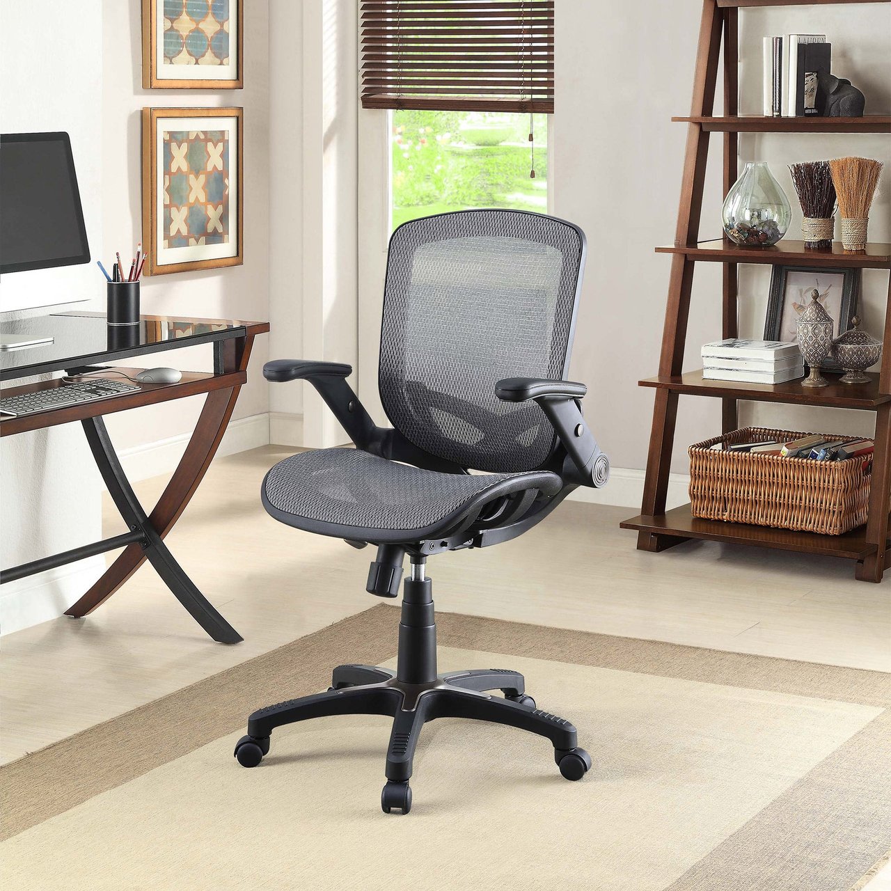 Bayside Furnishings Metrex III Mesh Chair with Flip Arms - Image 1