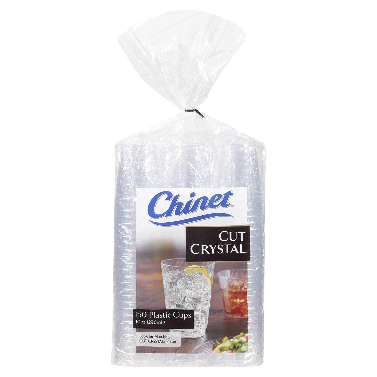 Chinet 10 oz Cut Crystal Cups 150 Count Package - Image 1