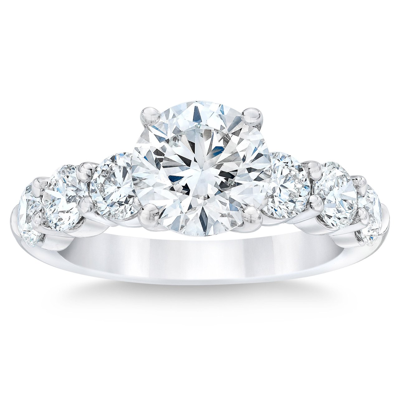 3.59 CTW Round Diamond Platinum Wedding Ring, 2.01 CT Center, VVS2, H - Image 1