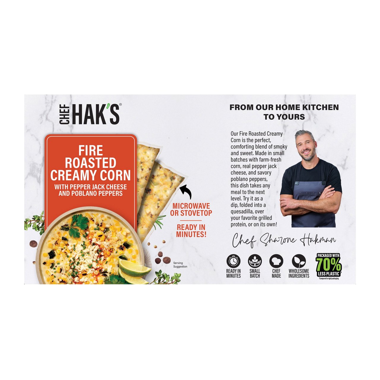 Chef Hak's Fire Roasted Poblano Corn, 2-Pack, 16 oz Each - Image 1