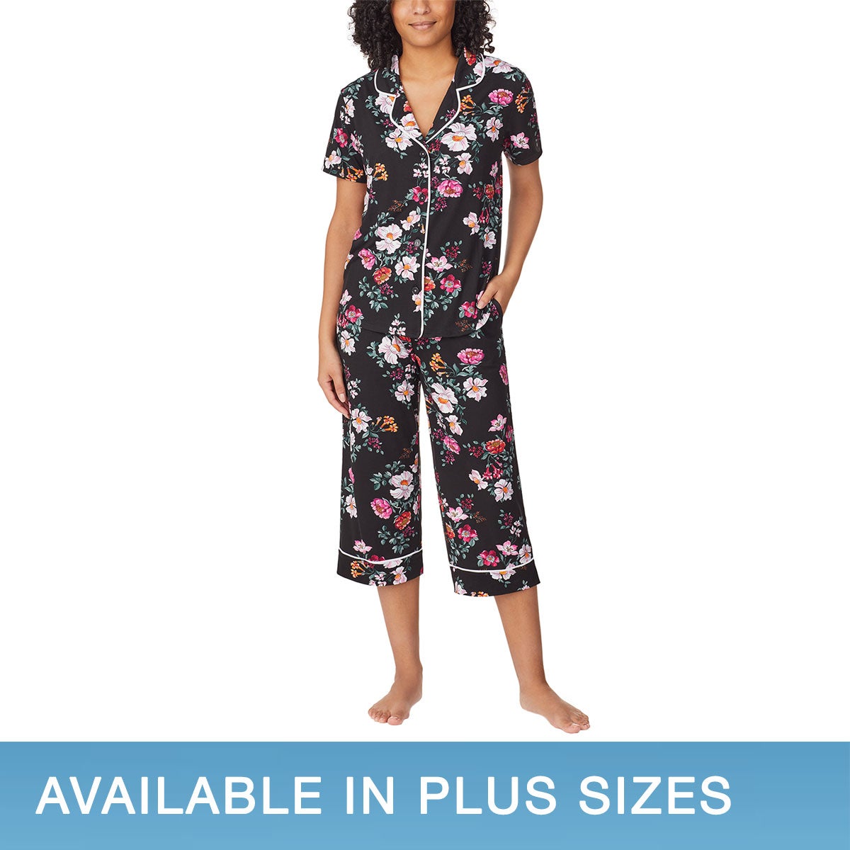 Room Service Ladies' Notch Collar Capri Pajama Set - Image 1