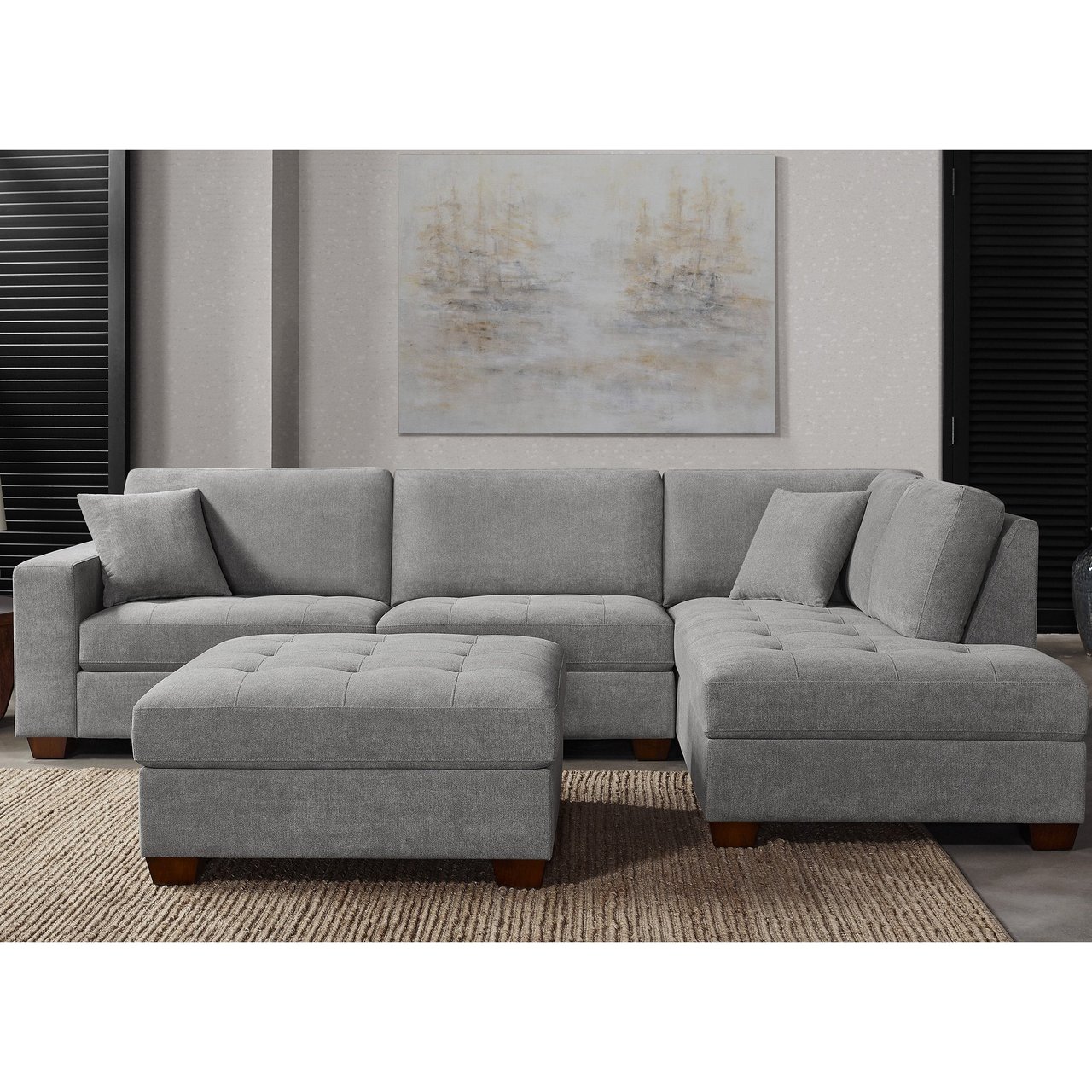 Thomasville Miles Fabric Sectional with Ottoman - Image 1