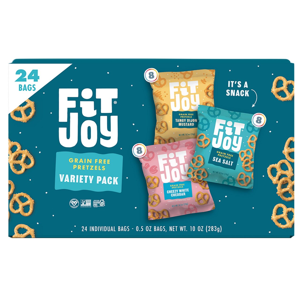 FitJoy Grain Free Pretzels Variety Pack, 24 Count (0.75 lbs) - Image 1