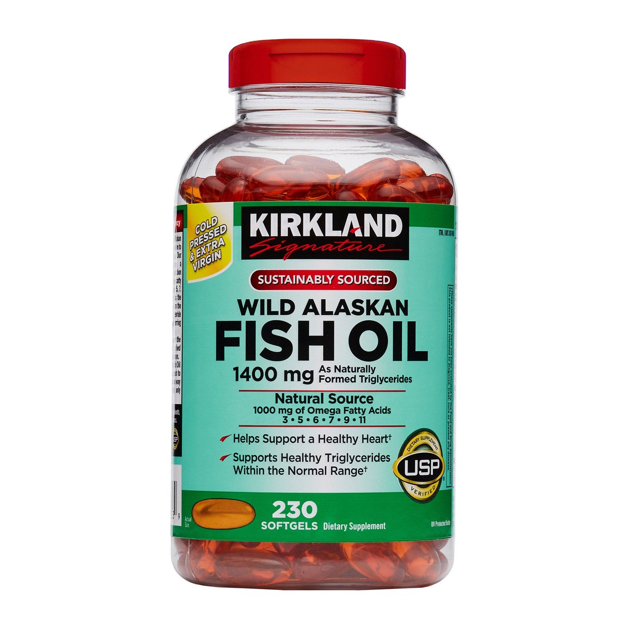 Kirkland Signature Wild Alaskan Fish Oil 1400 mg, 230 Softgels - Image 1