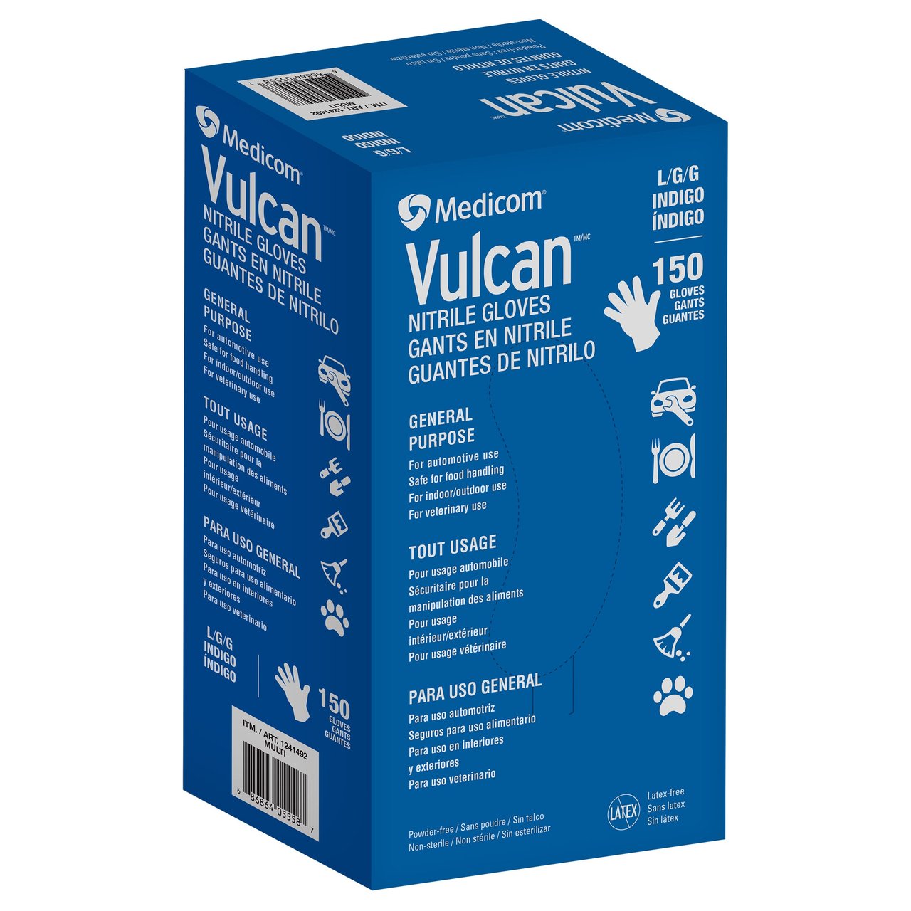 Vulcan Nitrile Powder Free Gloves, 150 Count, Large - Image 1