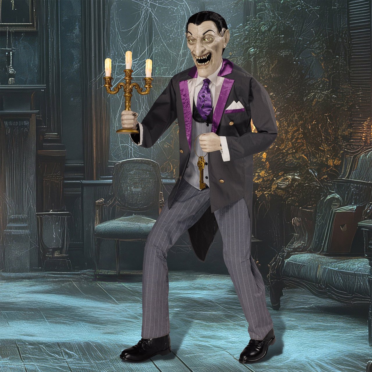 6' ANIMATED VAMPIRE BUTLER WITH LED EYES & SOUND - Image 1