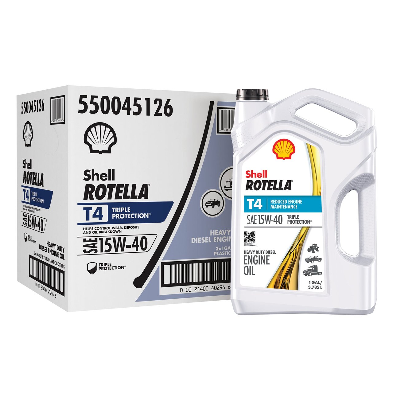 Shell Rotella T4 15W-40 Motor Oil 3/1 Gallon Case - Image 1
