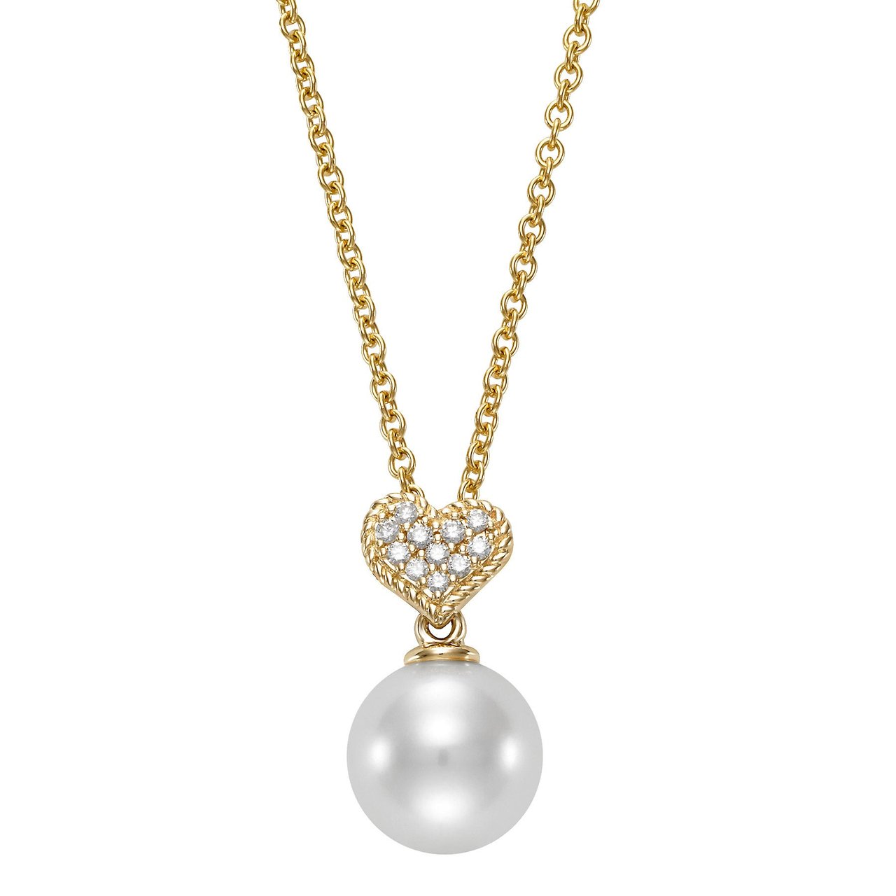14kt Yellow Gold 0.05 CTW Diamond & Freshwater Cultured 8-8.5mm Pearl Pendant - Image 1