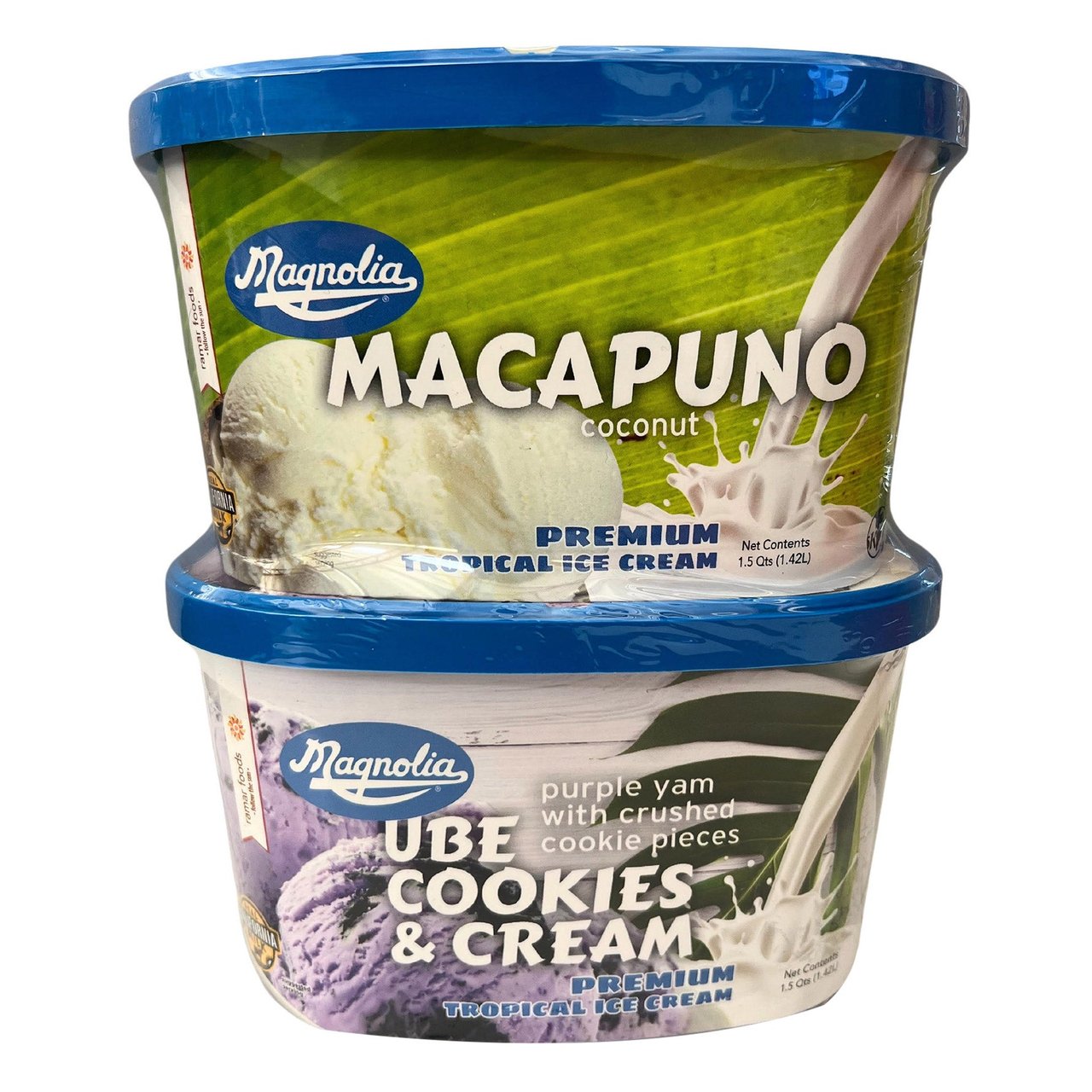 Magnolia Macapuno Ube & Cookies and Cream Ice Cream 2-Pack, 48 oz Each - Image 1