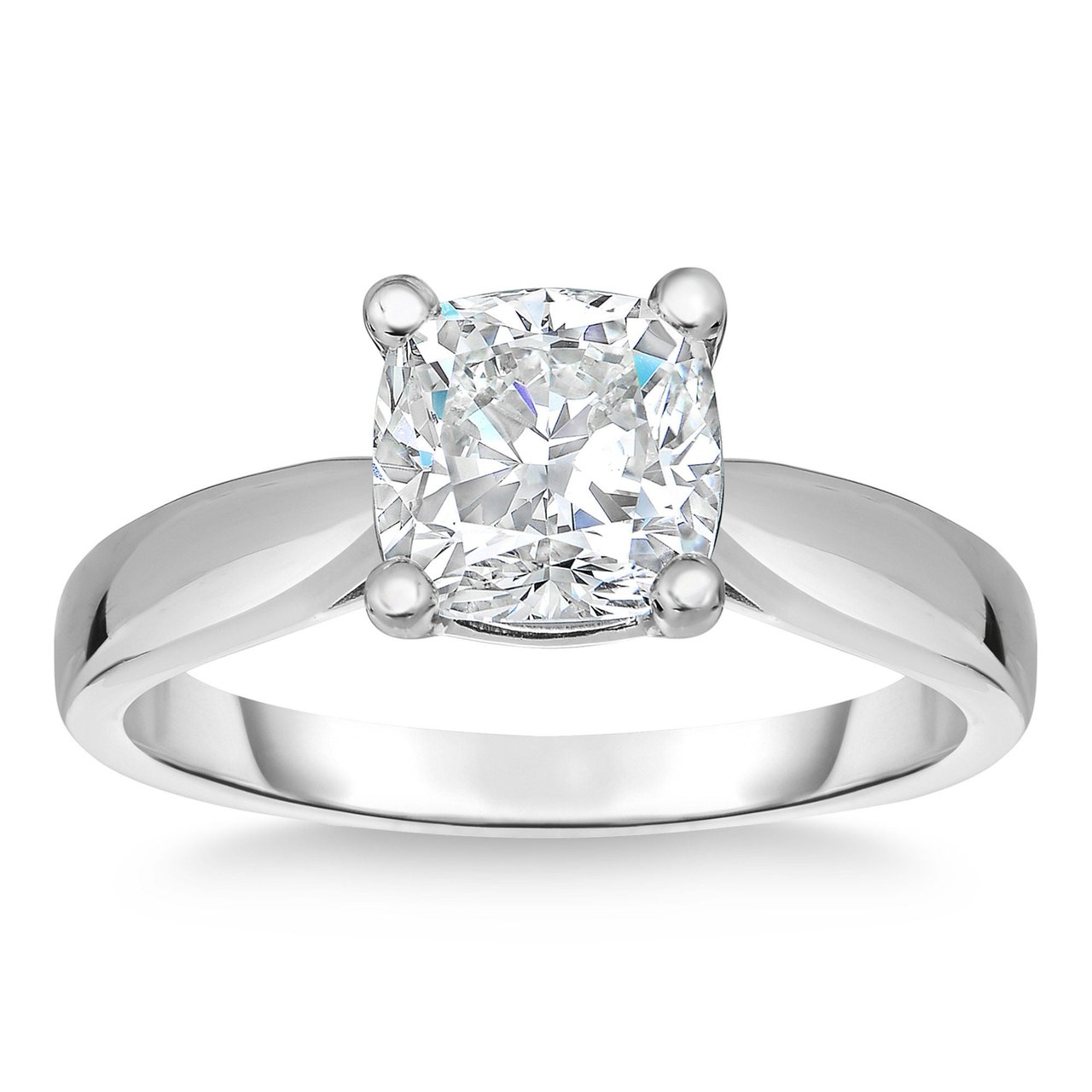 1.55CT CUSHION CUT PLATINUM SOLITAIRE RING VVS2 "F" COLOR - Image 1