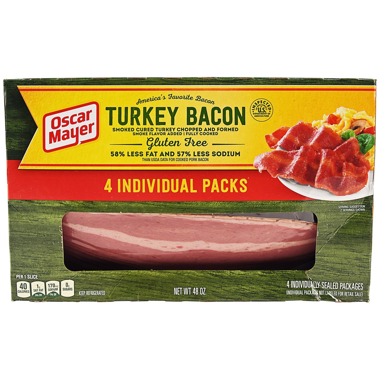 Oscar Mayer Turkey Bacon, Sliced, 12 oz, 4 ct - Image 1