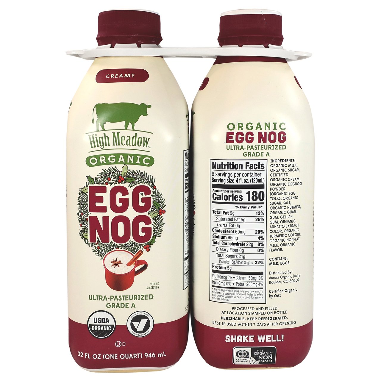 High Meadow Organic Eggnog, 2/32 oz