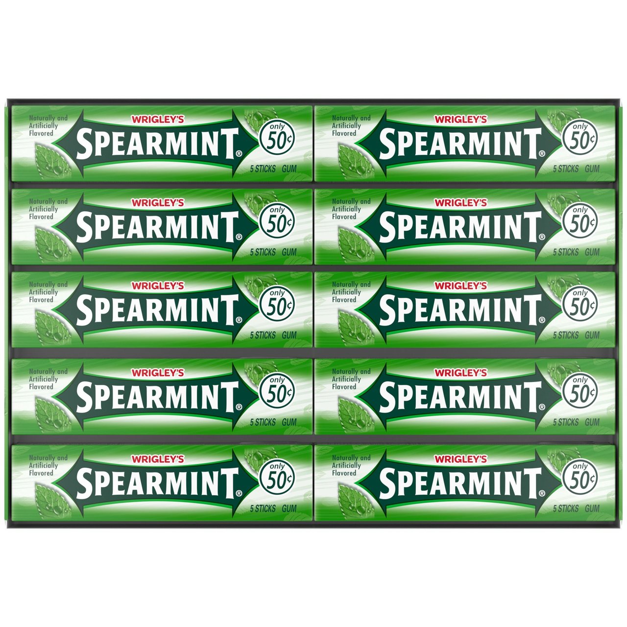 Wrigley's Spearmint Gum, 40 Count / 5 Sticks Per Pack - Image 1