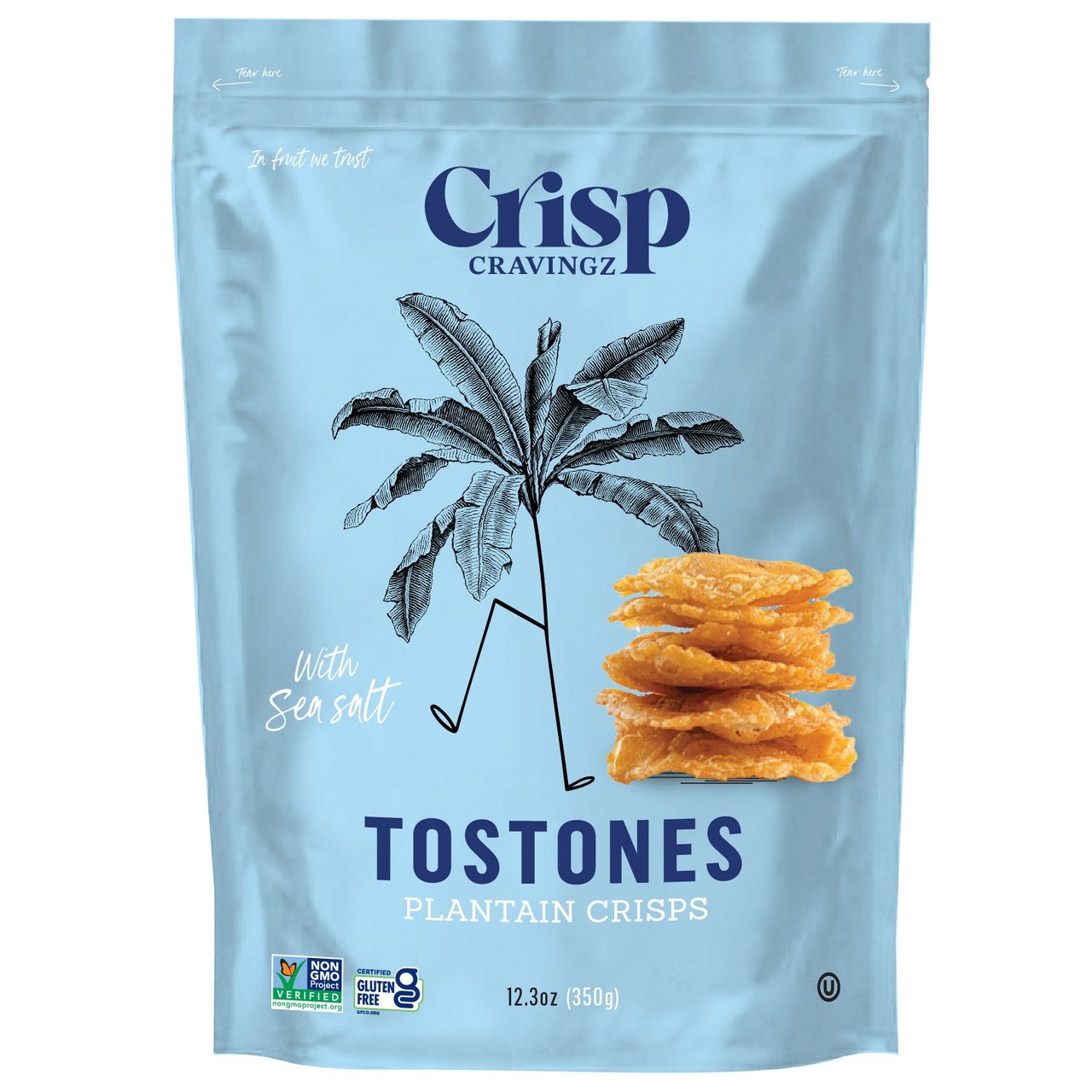 Crisp Cravingz Sea Salt Tostones, 12.3 Ounce Bag - Image 1
