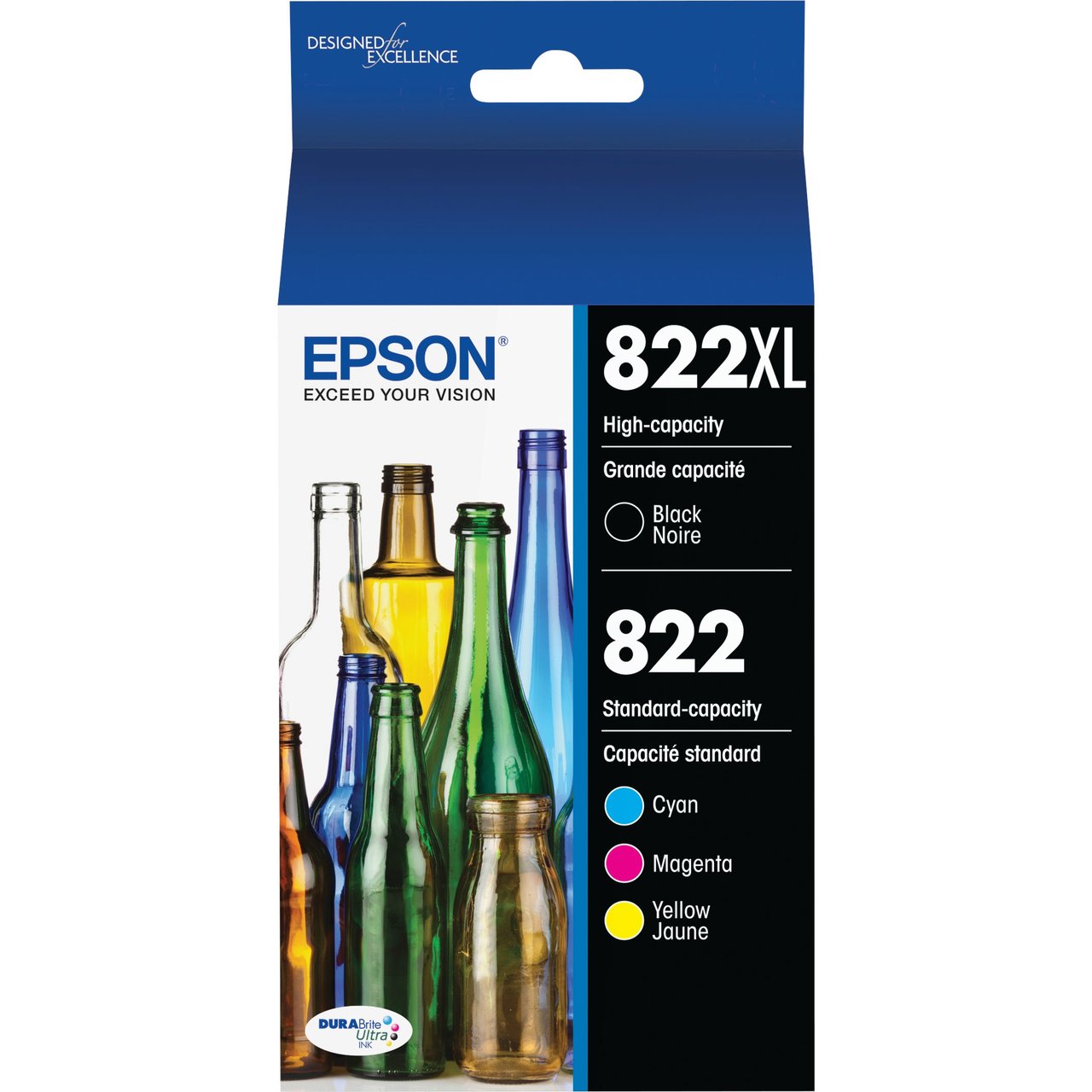 Epson 822XL / 822 Black XL and Color Combo Ink Cartridge Pack, EPST822XLBCS - Image 1