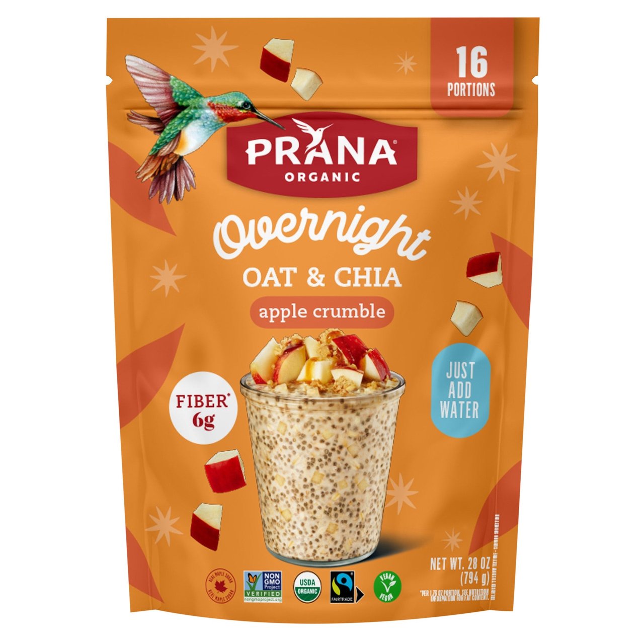 Prana Organic Overnight Chia with Oats Apple Crumble 28 oz - Image 1
