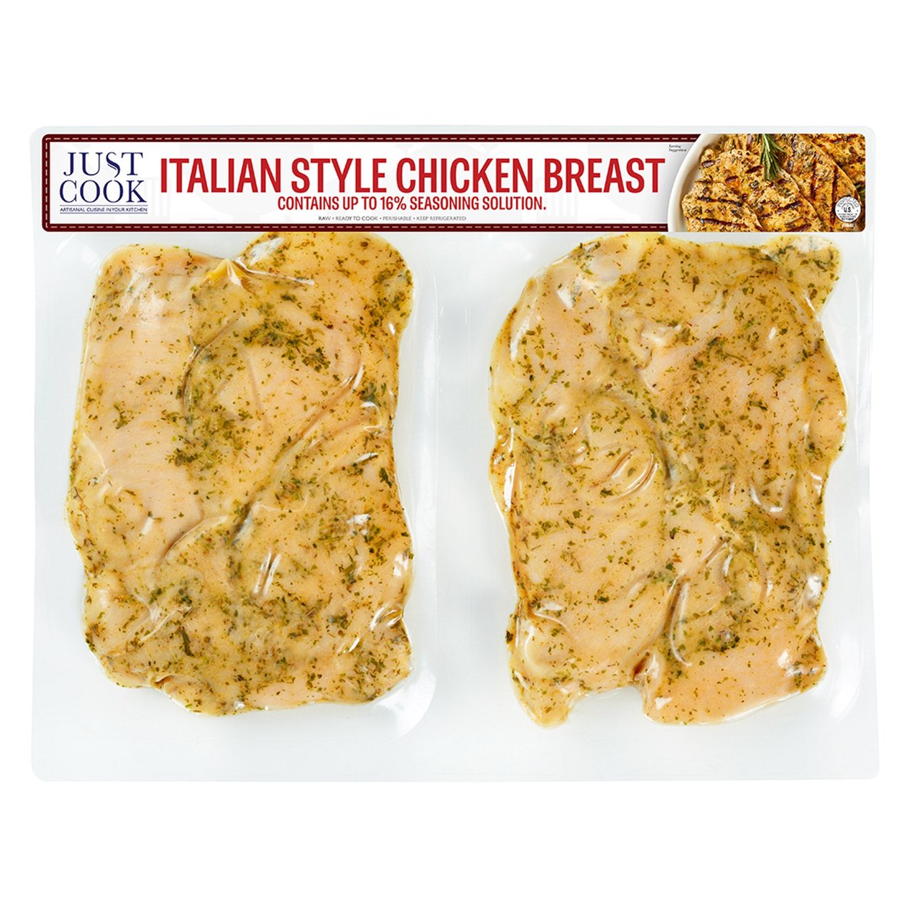 Just Cook ABF Italian Chicken Breast (Price Per Pound) - Image 1