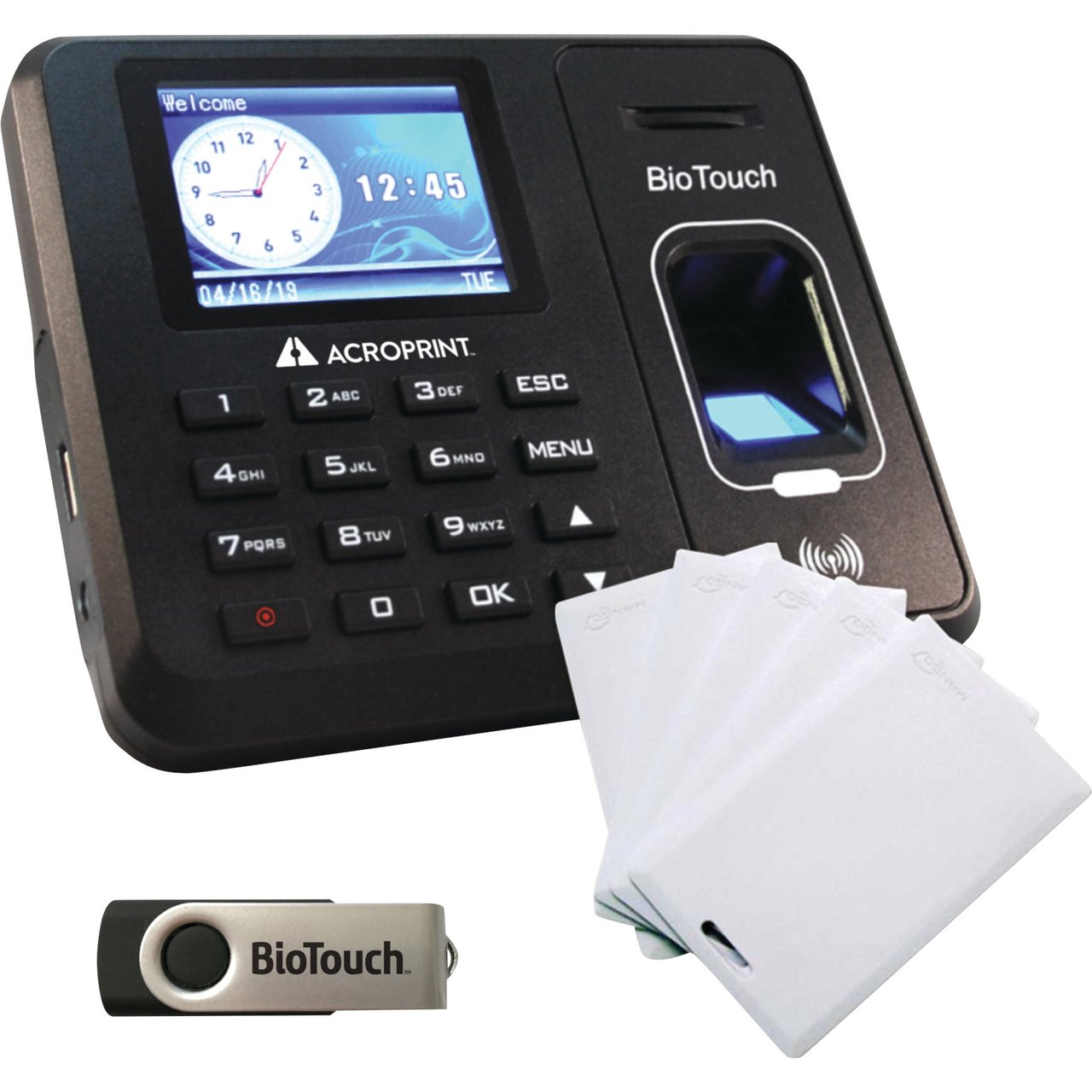 Acroprint BioTouch Time Clock and RFID Badges Bundle, ACPBTR150