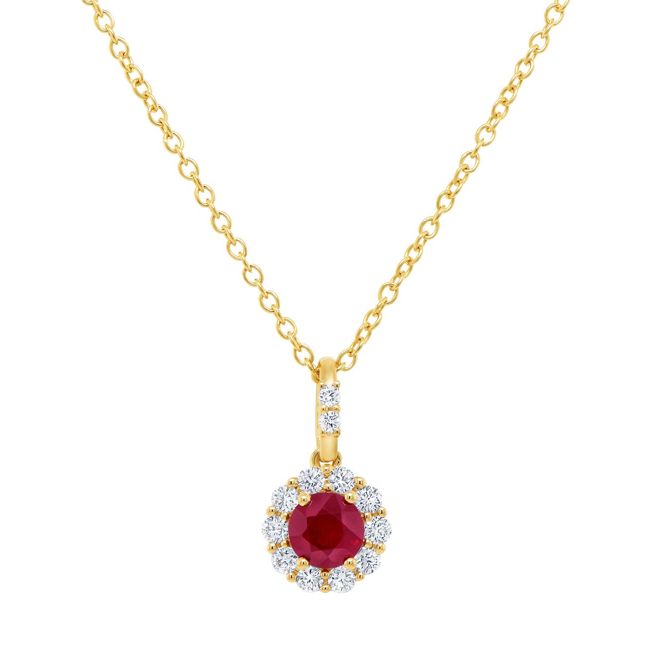 14KT YELLOW GOLD 0.21CTW DIAMOND & RUBY PENDANT - Image 1