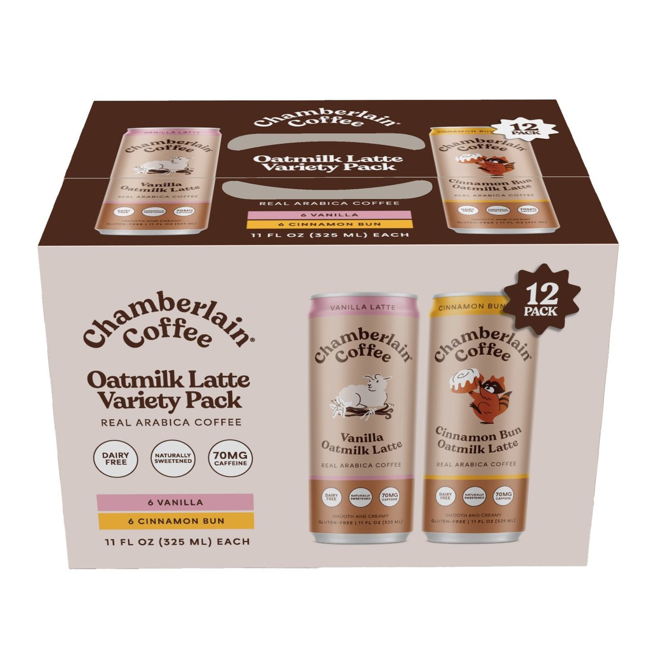 Chamberlain Coffee Oatmilk Latte Variety Pack, 12 x 11 fl oz - Image 1