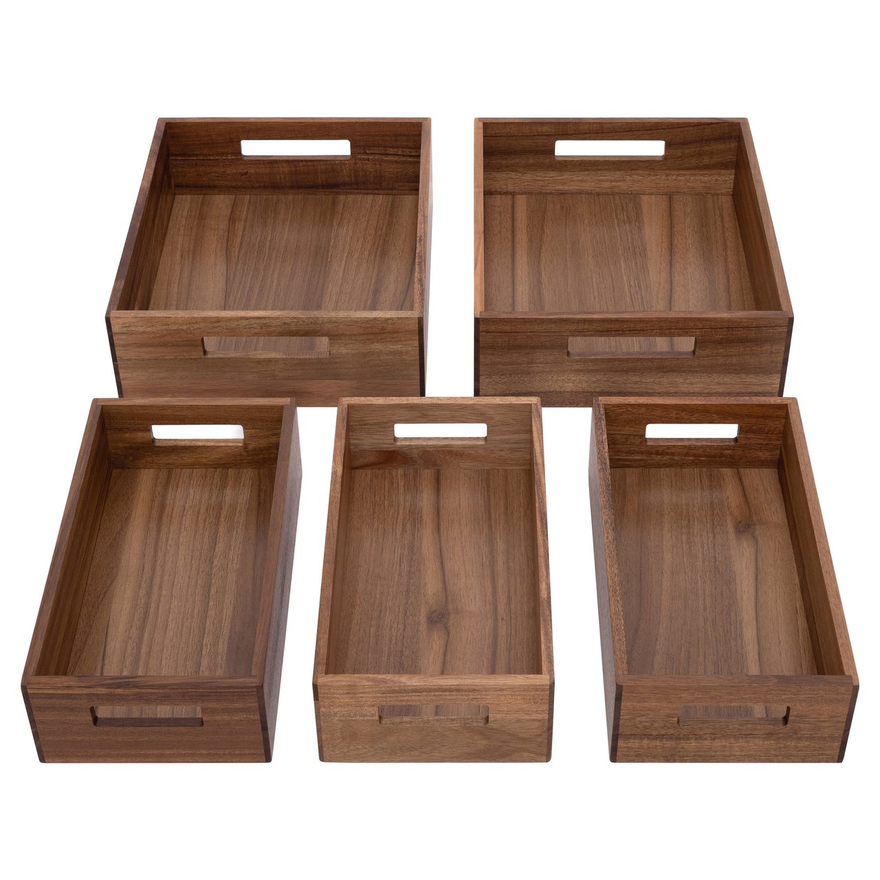 Seville Classics 5-Piece Acacia Storage Bin Set - Image 1
