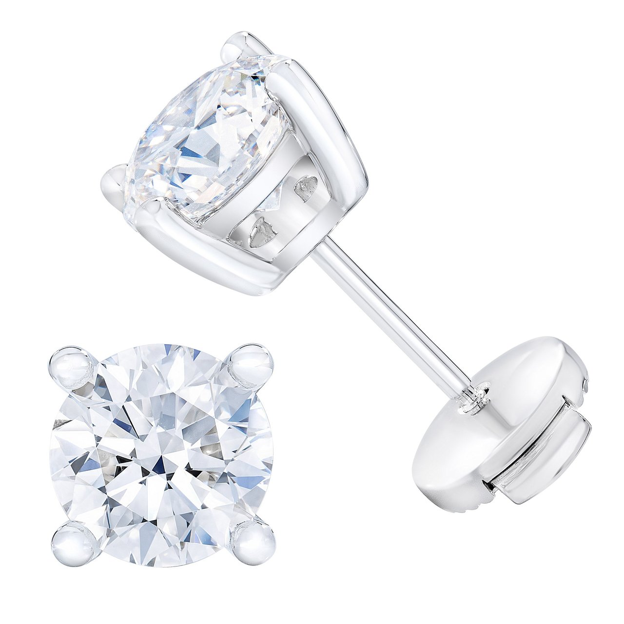 2.22 CTW Round Brilliant Diamond Platinum Stud Earrings, VVS2/VS1 Clarity, G Color - Image 1