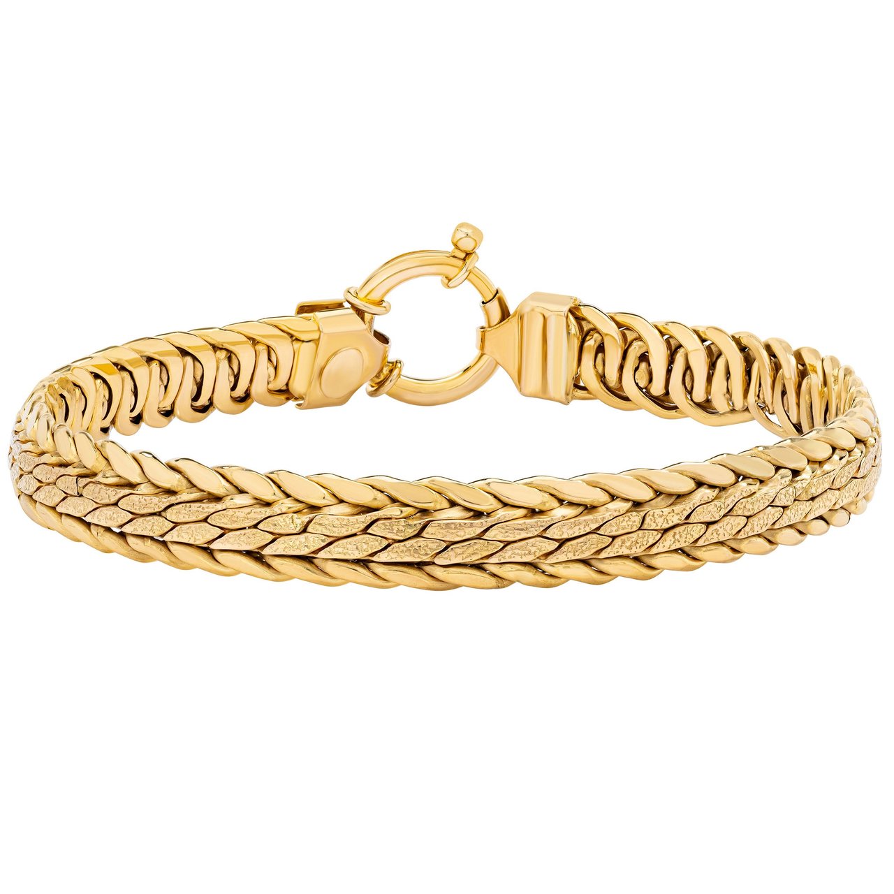 14kt Yellow Gold 7.5" Woven Bracelet Made in Italy - Image 1