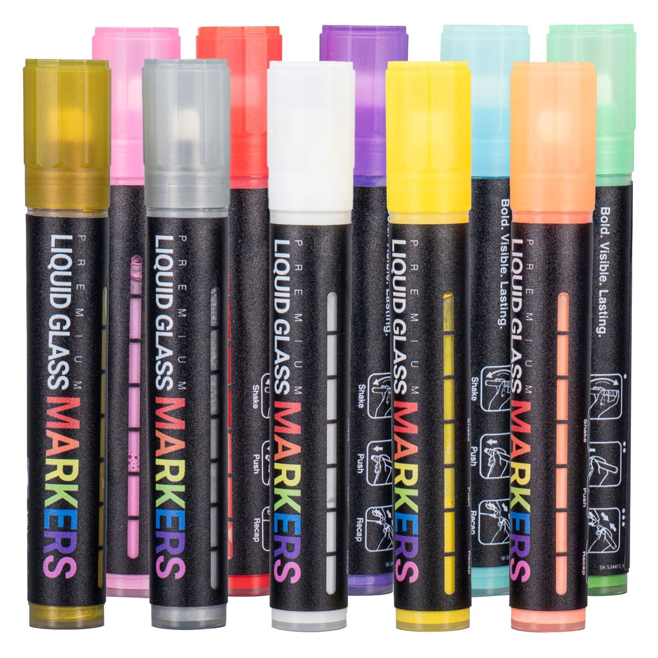 Drivetec Liquid Glass Markers 10-Pack, 8mL - Image 1
