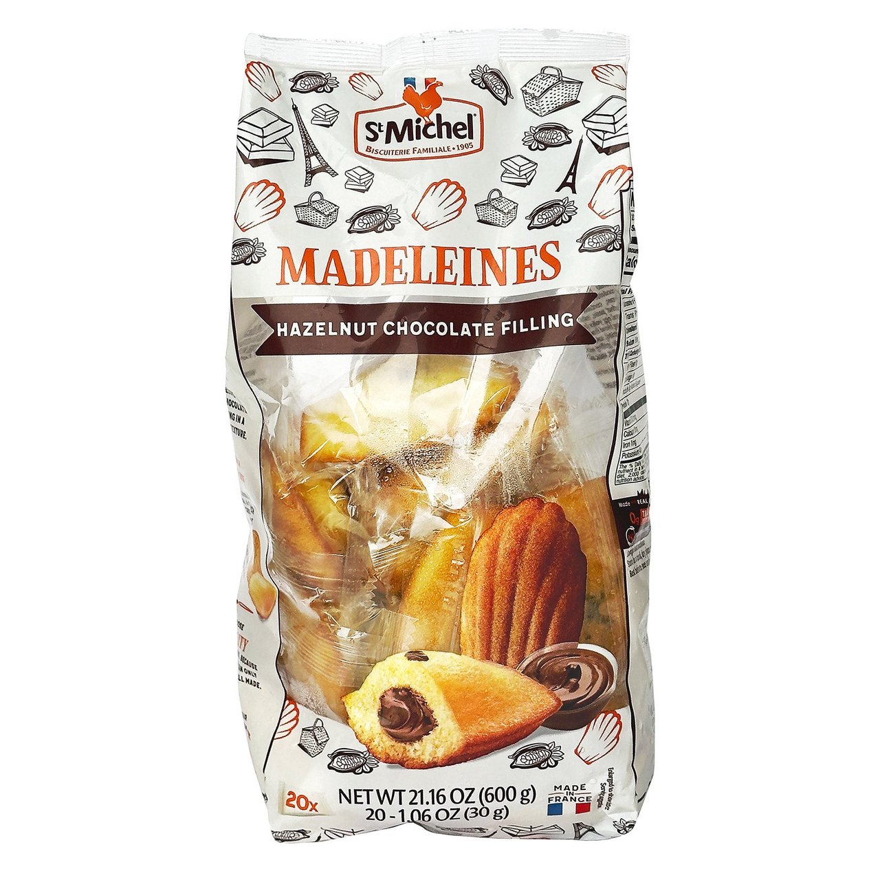 St. Michel Madeleines Hazelnut/Chocolate Filled 21.16 Ounce Bag - Image 1