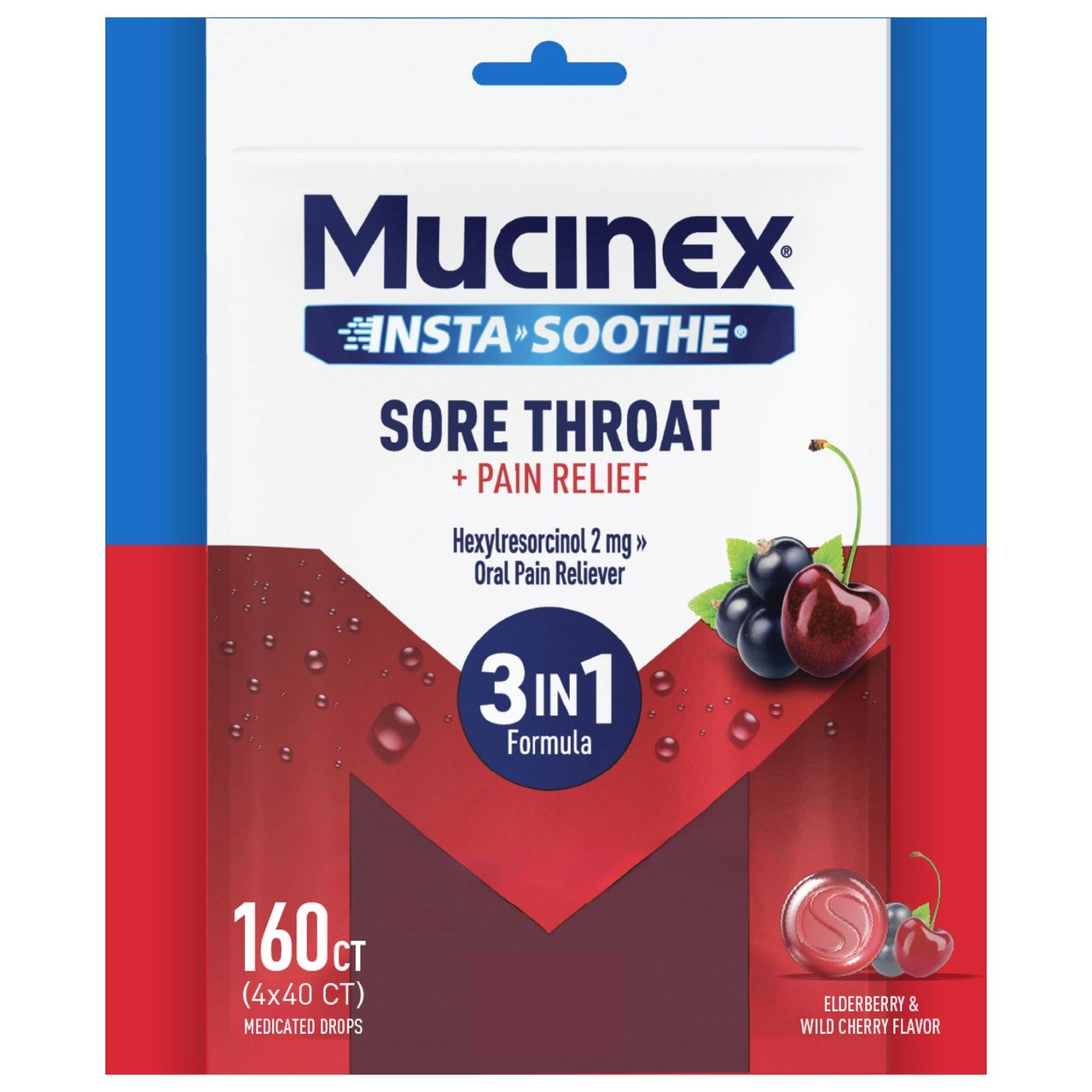 Mucinex InstaSoothe Sore Throat Drops, 160 Count - Image 1